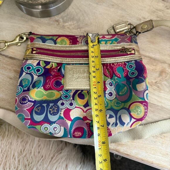 Coach Poppy Multi Color Nylon Baguette Crossbody Bag Purse - Picture 8 of 8